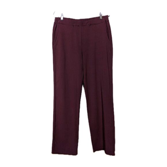 SAINT + SOFIA Maroon Red Apartment Pant Straight Leg Pull-On Women's 10 - Picture 1 of 5